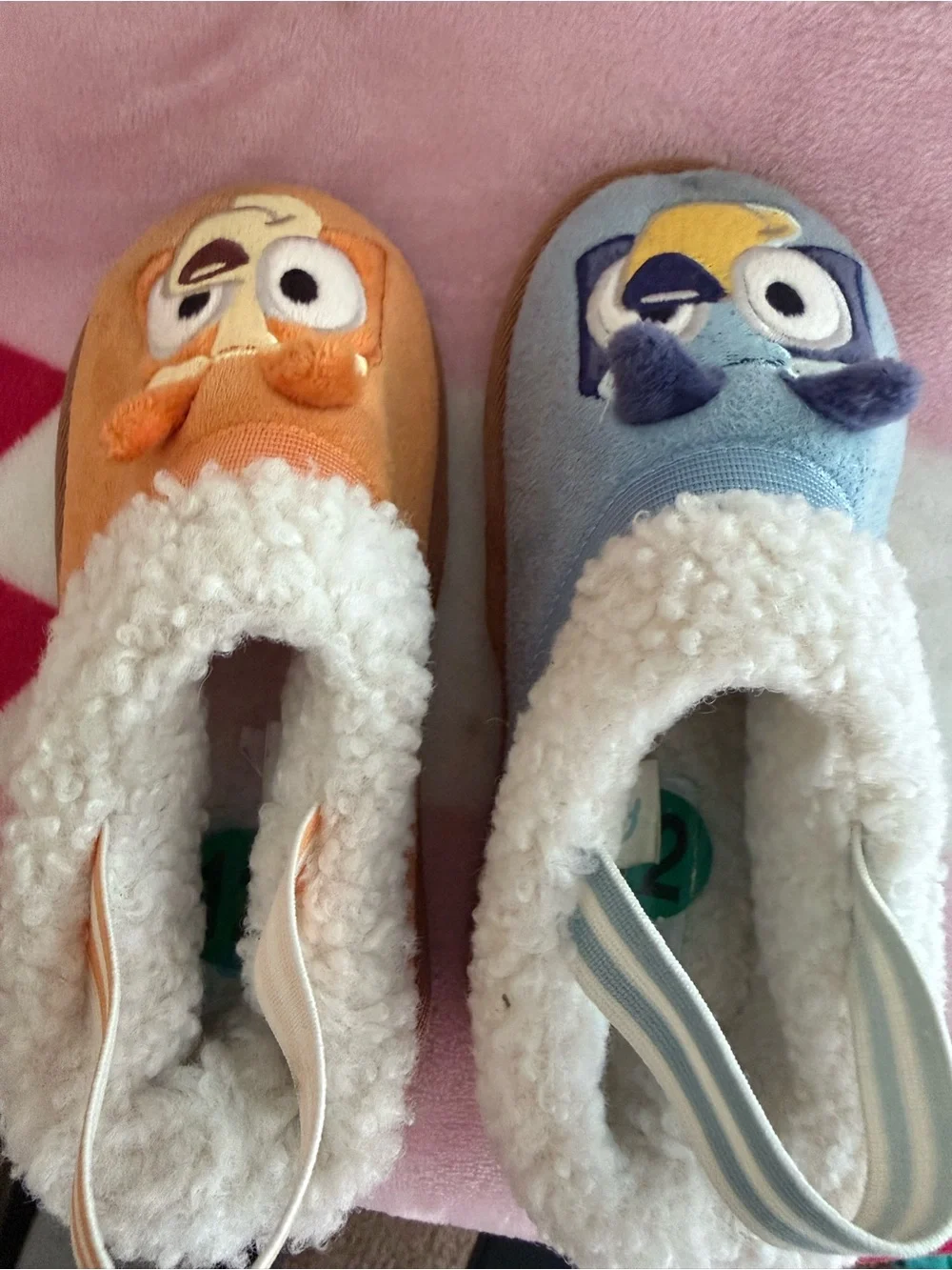 Bluey/Bingo Kids Plush Animal Slipper Booties in Blue & Orange, Size 12